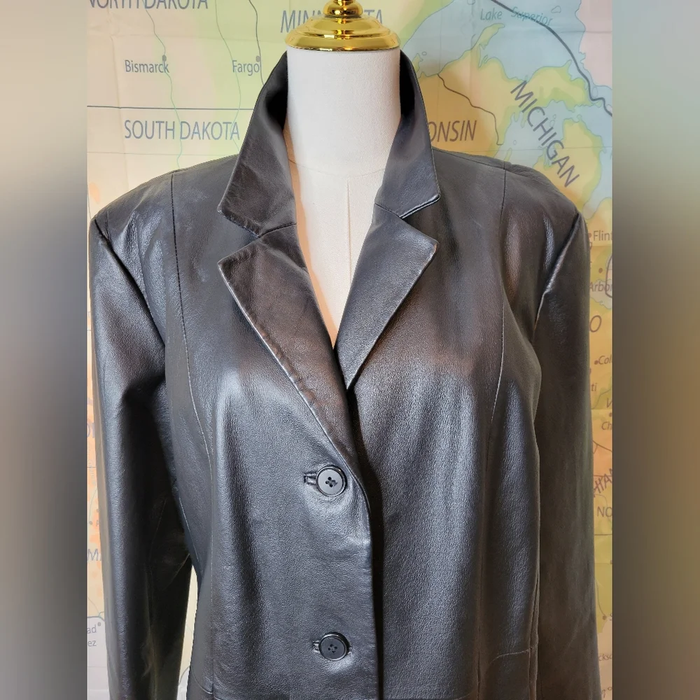 Marc Mattis Black Leather Jacket Size XL Coat - Picture 2 of 15